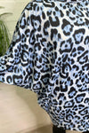 SCARLETT Leopard Print Batwing Top - Denim Blue