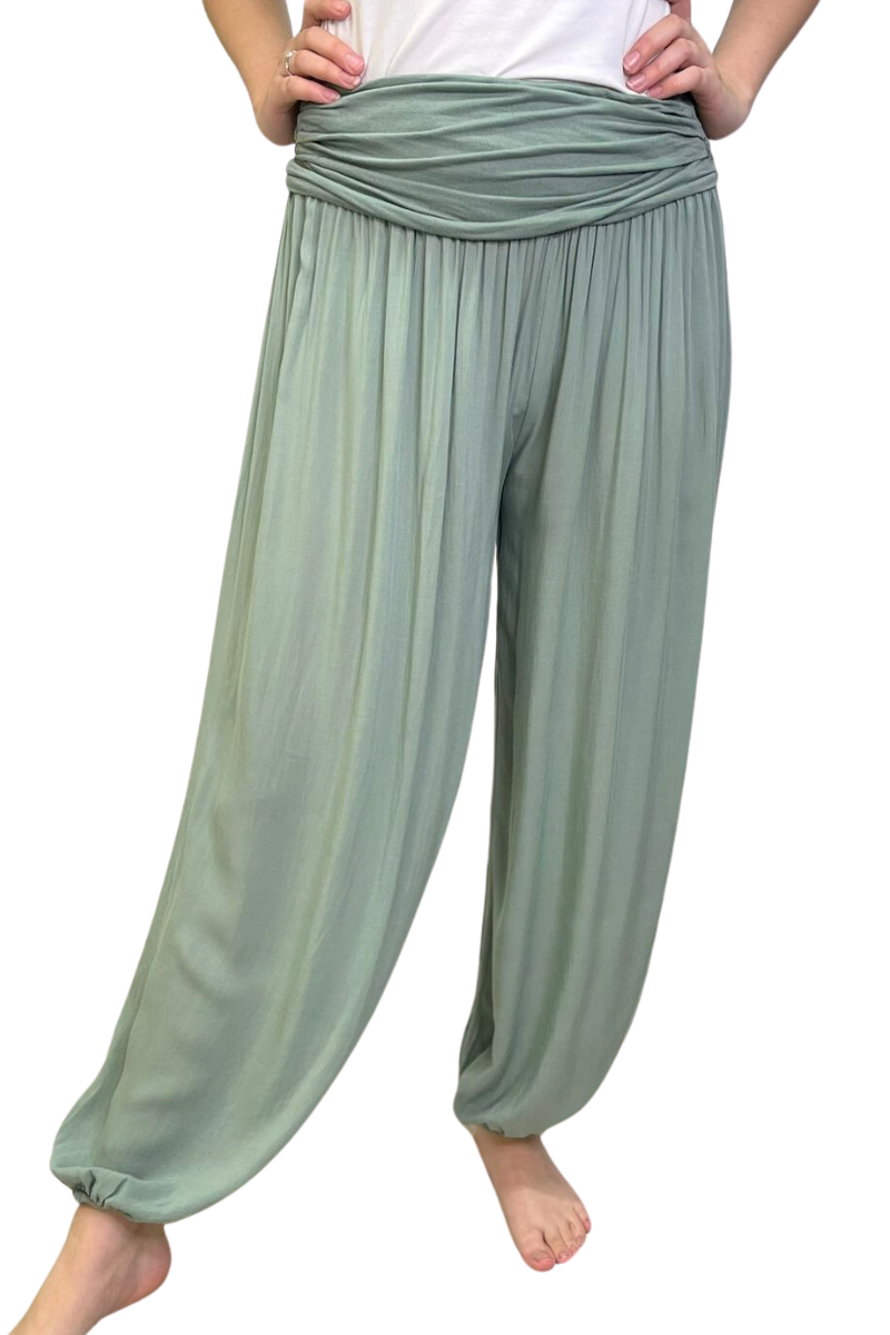 DARIA Plain Harem Trousers - Khaki