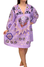 PATTY Multi Print Smock Dress - Lilac