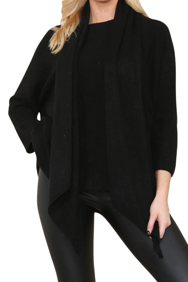 ALEXA Knitted Jumper & Scarf - Black
