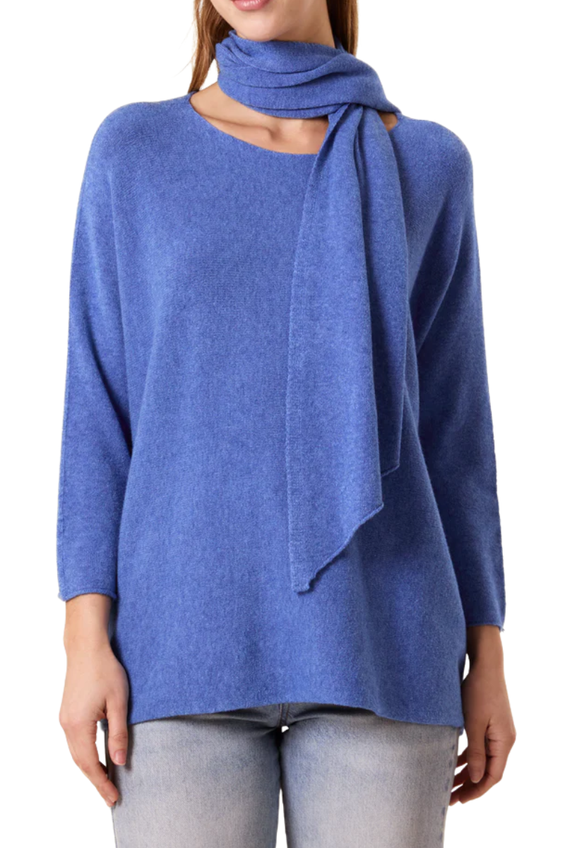 ALEXA Knitted Jumper & Scarf - Denim Blue