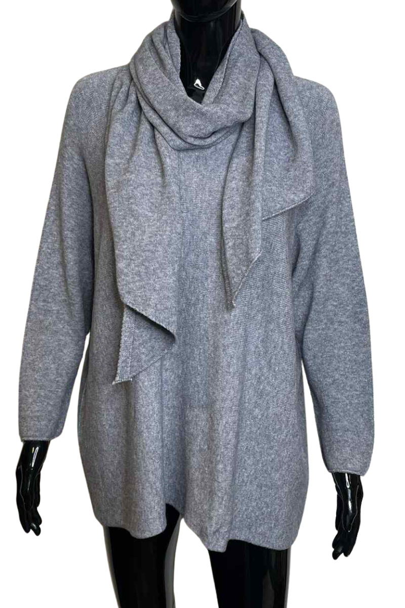 ALEXA Knitted Jumper & Scarf - Grey