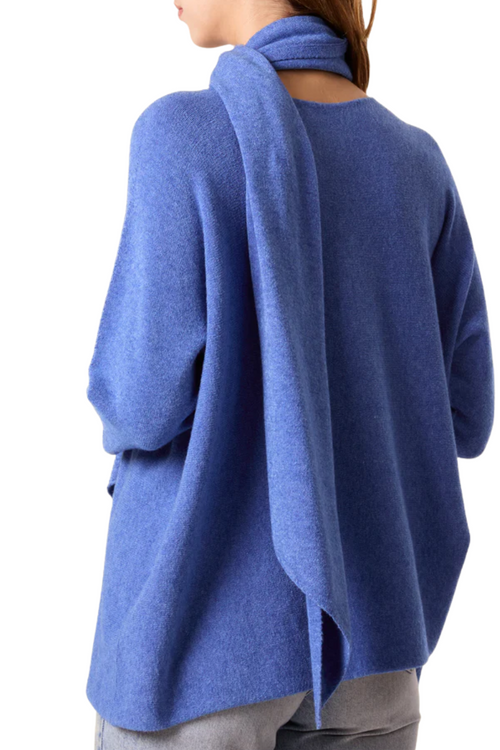 ALEXA Knitted Jumper & Scarf - Denim Blue
