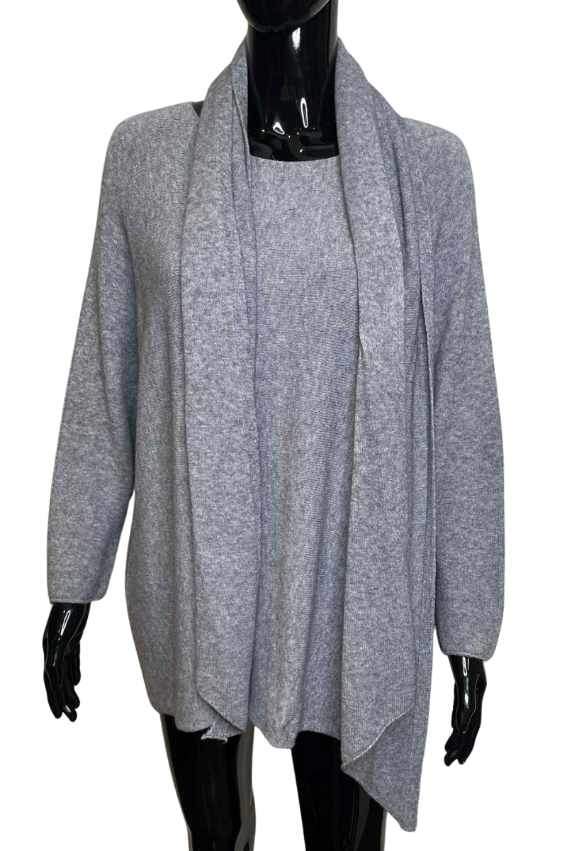 ALEXA Knitted Jumper & Scarf - Grey