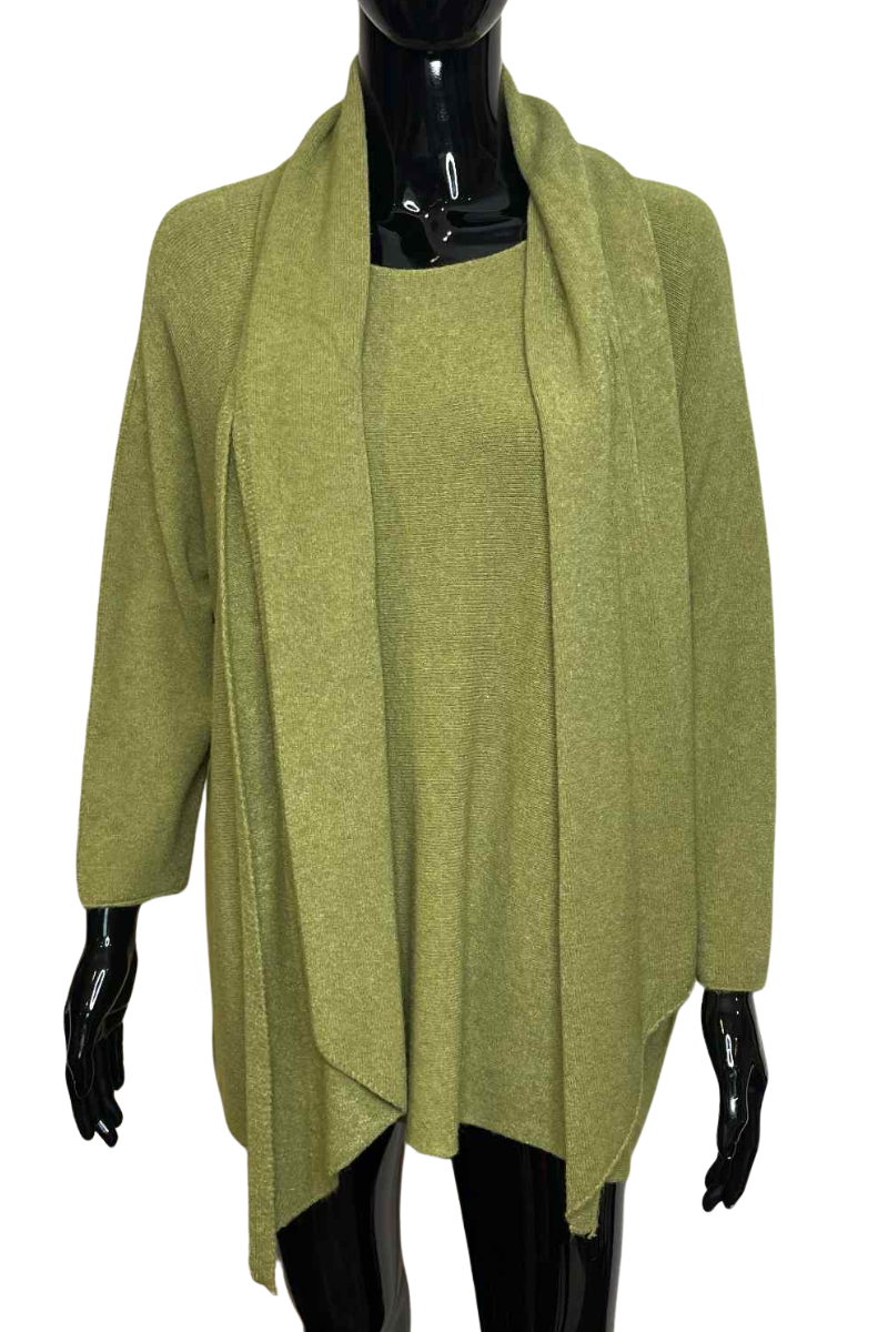 ALEXA Knitted Jumper & Scarf - Green