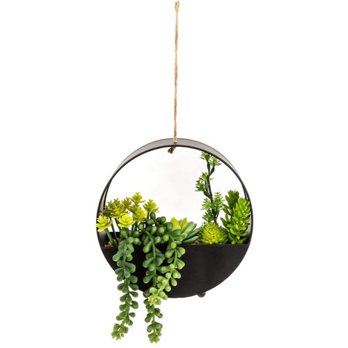 Artificial Succulents In Metal Hanging Pot