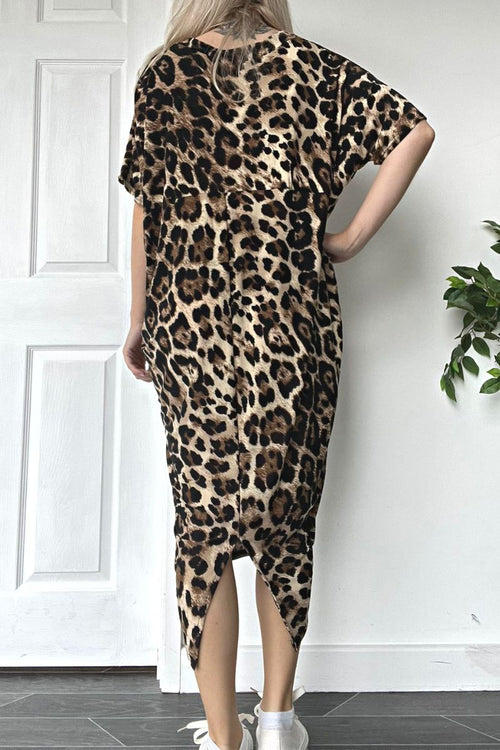 ANITA Leopard Print V Neck Dress