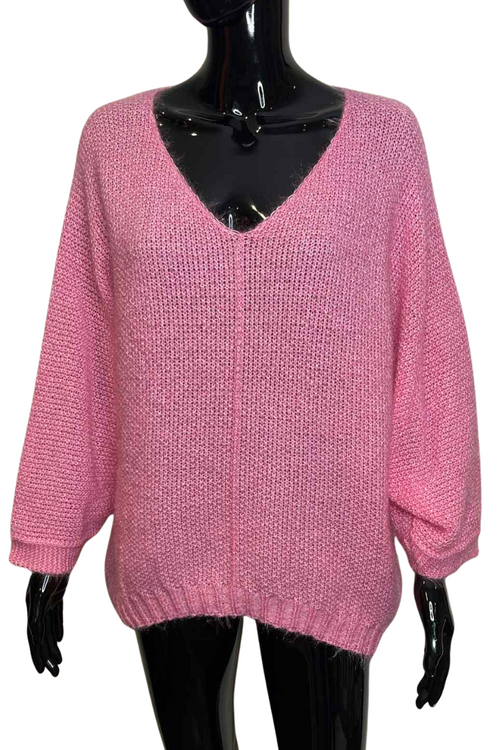 CHARLOTTE Plain Knitted Jumper - Pink