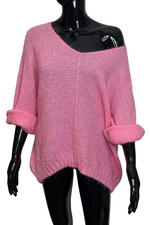 CHARLOTTE Plain Knitted Jumper - Pink