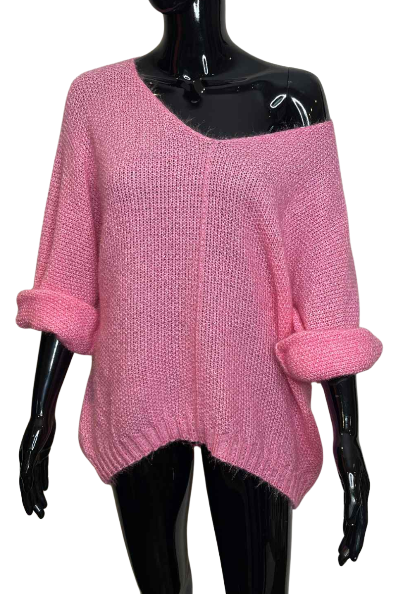 CHARLOTTE Plain Knitted Jumper - Pink
