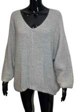 CHARLOTTE Plain Knitted Jumper - Grey