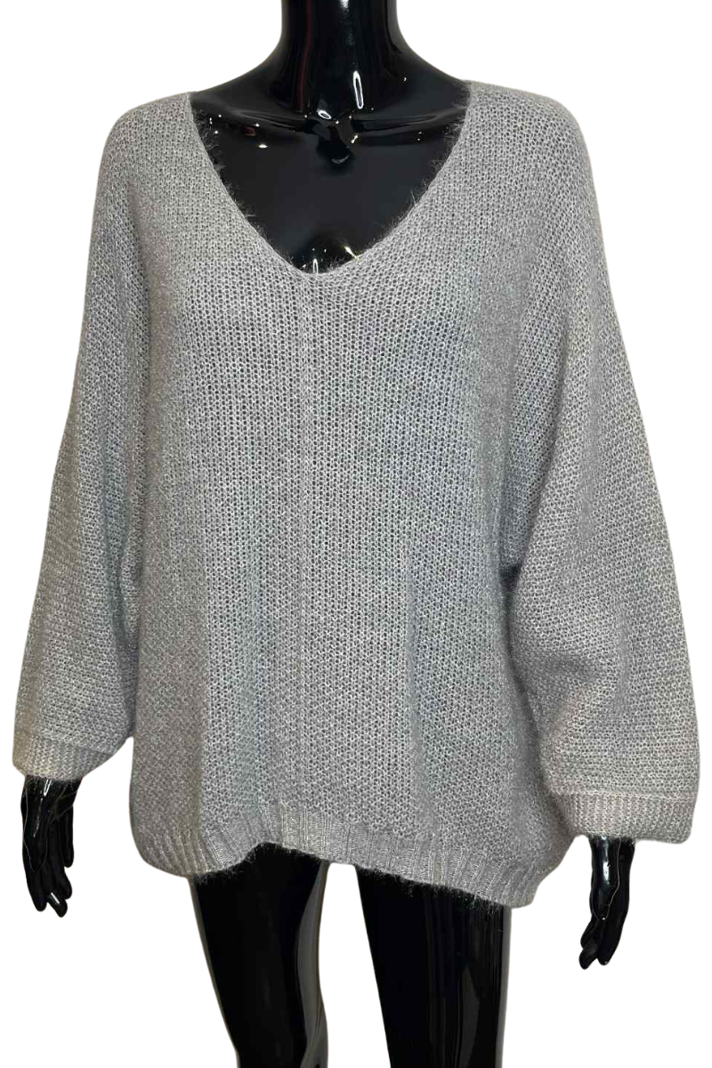 CHARLOTTE Plain Knitted Jumper - Grey
