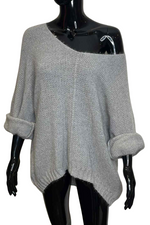 CHARLOTTE Plain Knitted Jumper - Grey