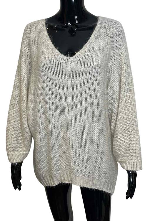 CHARLOTTE Plain Knitted Jumper - Cream