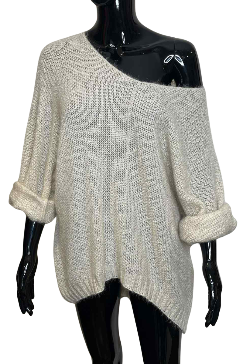 CHARLOTTE Plain Knitted Jumper - Cream