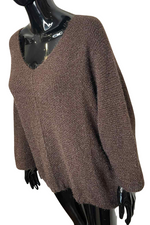 CHARLOTTE Plain Knitted Jumper - Brown