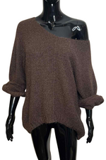 CHARLOTTE Plain Knitted Jumper - Brown