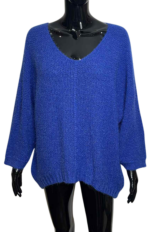 CHARLOTTE Plain Knitted Jumper - Royal Blue