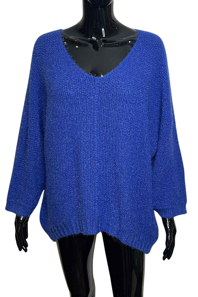 CHARLOTTE Plain Knitted Jumper - Royal Blue