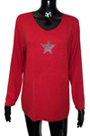 DARCY Star Fine Knit Top - Red