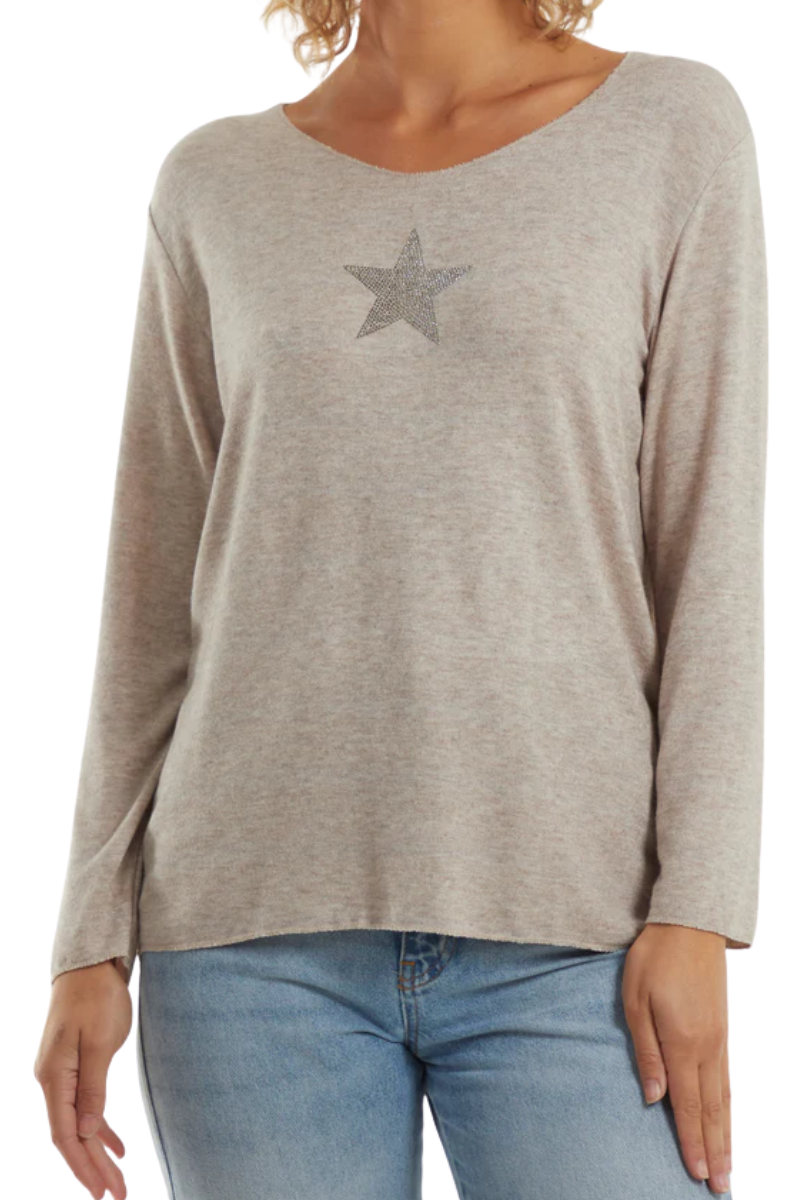 DARCY Star Fine Knit Top - Beige