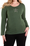 DARCY Star Fine Knit Top - Khaki
