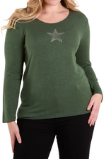 DARCY Star Fine Knit Top - Khaki