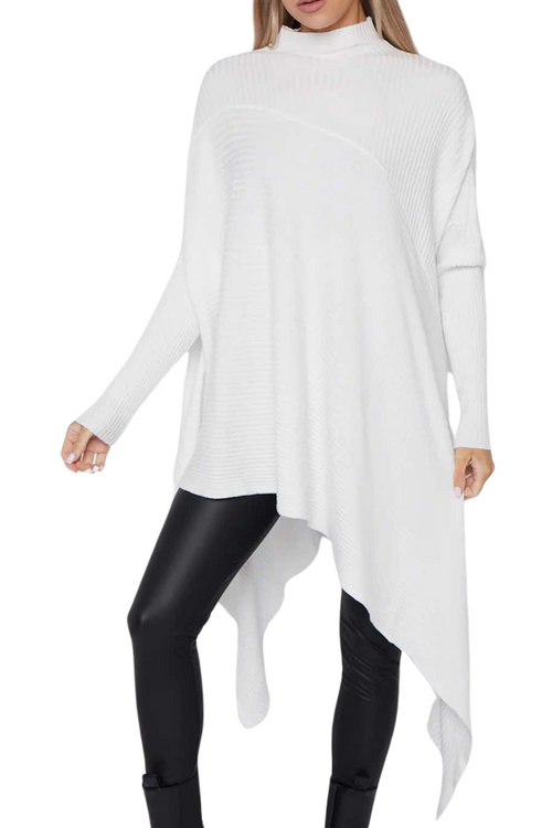 DENA Asymmetric Ribbed Top - Cream