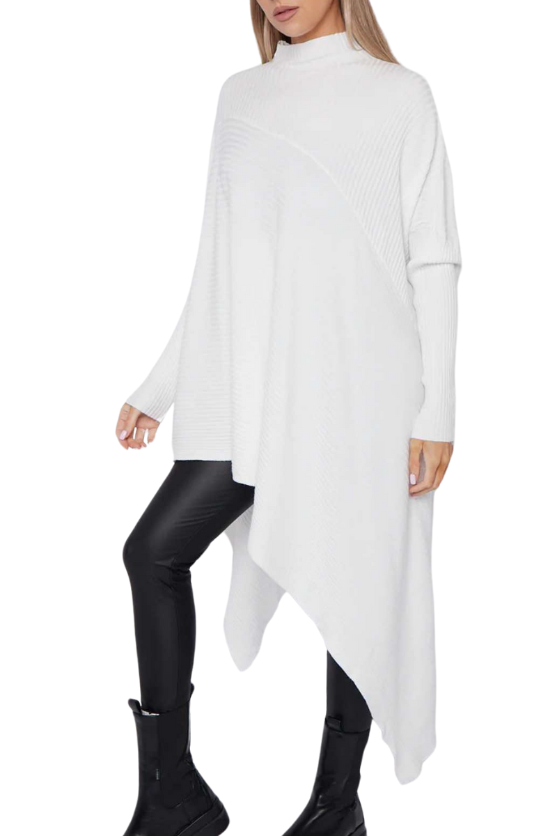 DENA Asymmetric Ribbed Top - Cream