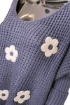 GRACIE Floral Knitted Jumper - Navy