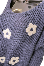 GRACIE Floral Knitted Jumper - Navy