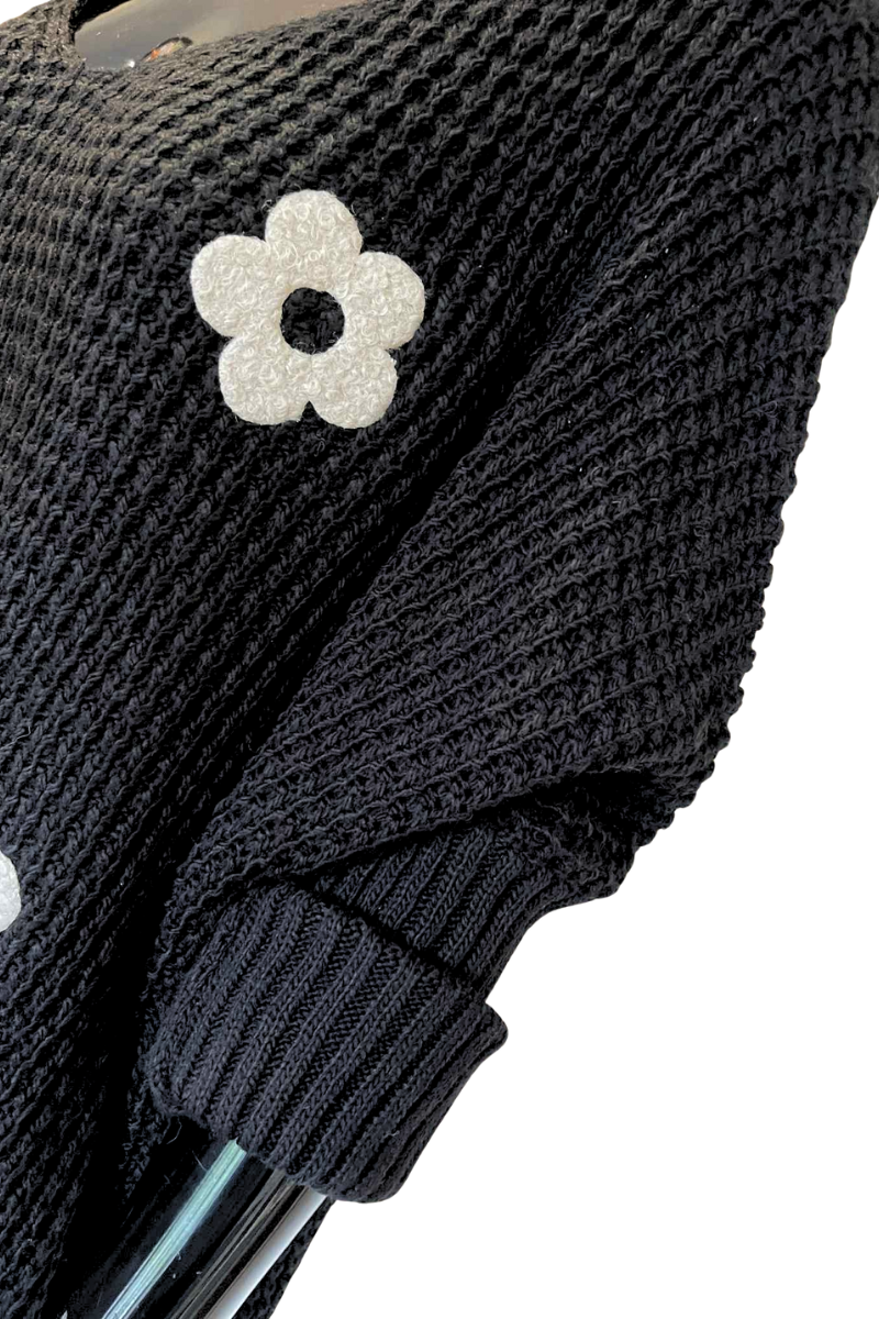 GRACIE Floral Knitted Jumper - Black