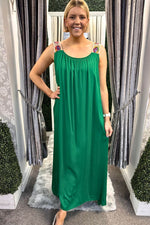 RUBY Crochet Strap Maxi Dress - Jade Green