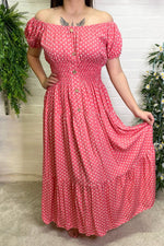 ALYSSA Polka Dot Maxi Dress - Rose Pink
