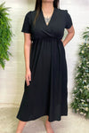 LIANA Plain Midi Dress - Black