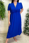 LIANA Plain Midi Dress - Royal Blue