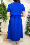 LIANA Plain Midi Dress - Royal Blue