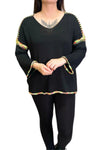 KENZIE Speckled Detail Knitted Jumper - Black