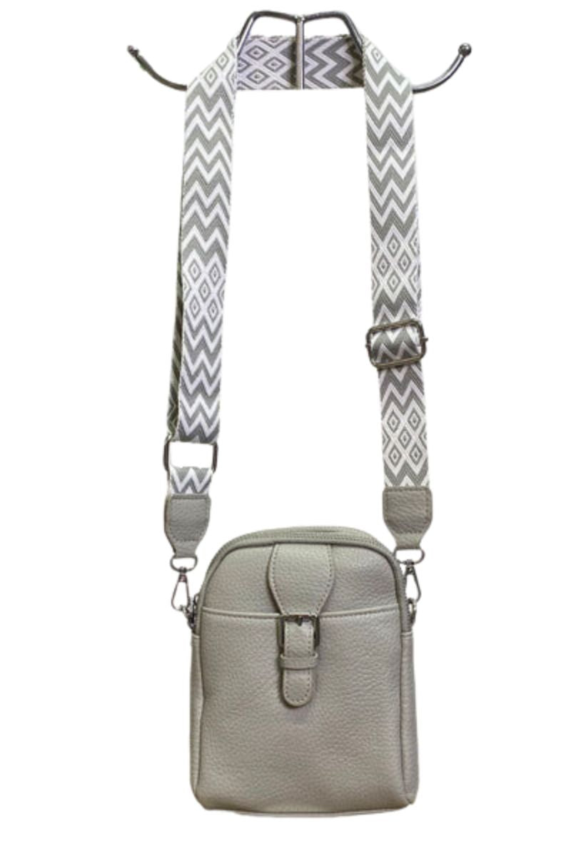 LARA Double Zip Crossbody Bag - Light Grey