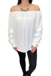 ADELINE Off-Shoulder Layered Sleeve Top - White