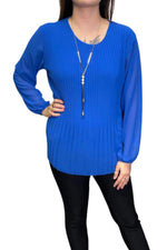 TONIA Pleated Top - Royal Blue
