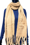 JENNIFER Plain Tassel Scarf - Camel