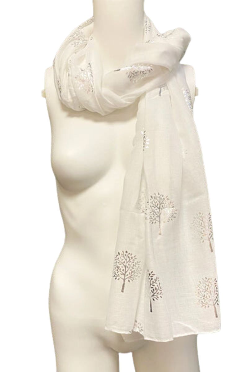 OLIVE Tree Scarf - White