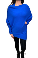 ELIZABETH Asymmetric Knitted Jumper - Royal Blue