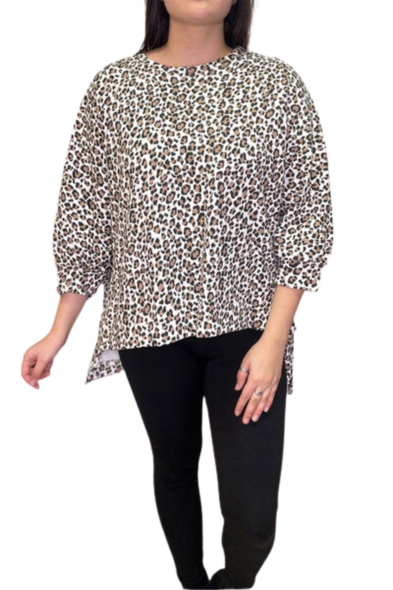 SAMANTHA Leopard Print Sweatshirt - White