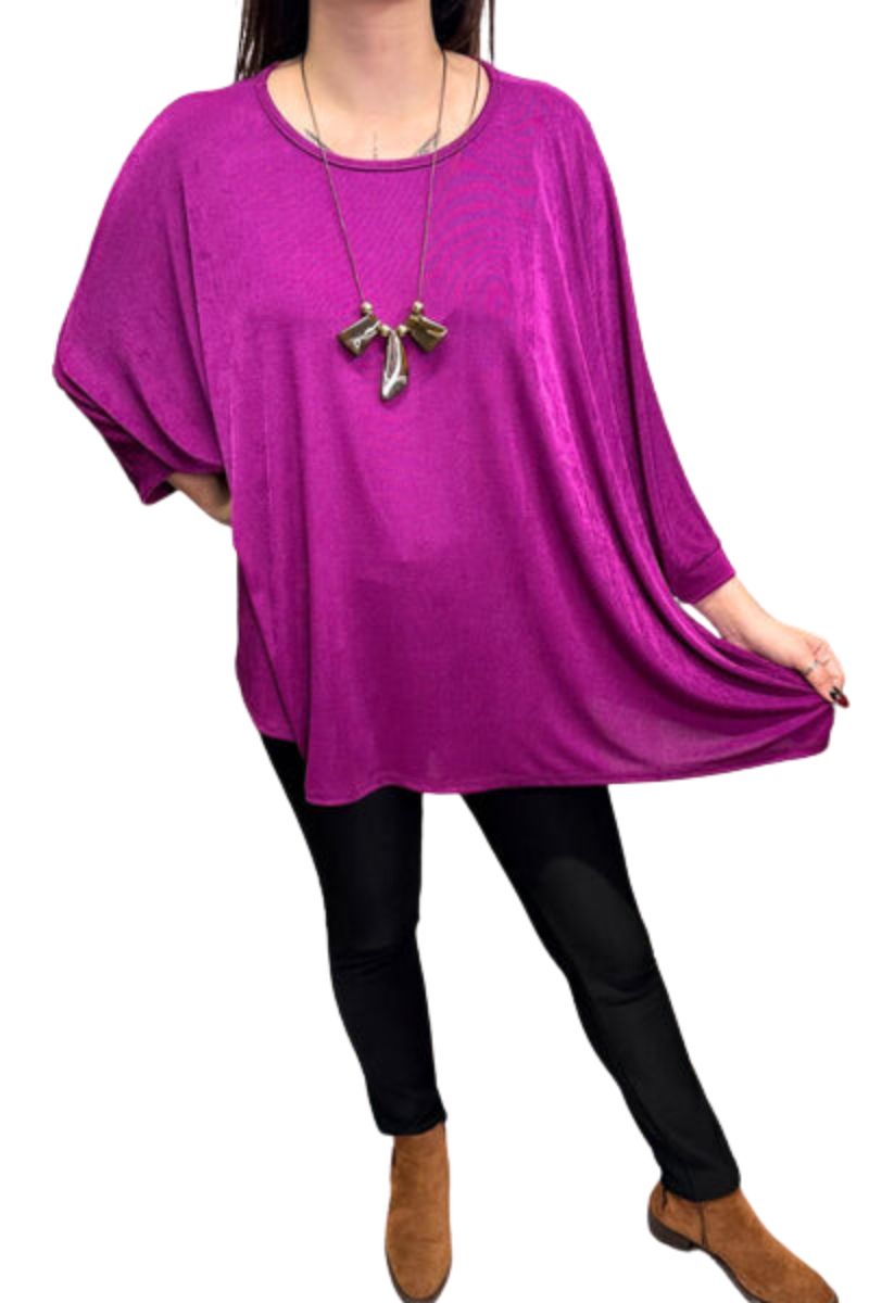 KELLY Oversized Batwing Top - Magenta