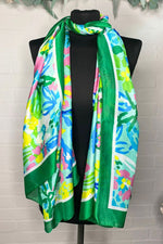 PAMMY Floral Contrast Scarf - Green