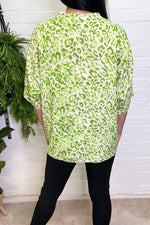 BETTY Tie Front Leopard Print Blouse - Apple Green