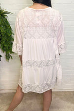 CARYS Lace Tiered Smock Dress - White