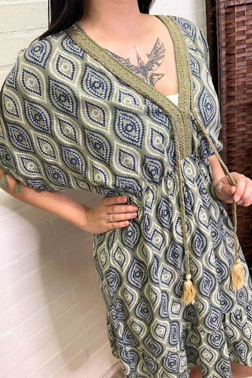 SHAY Spotted Tassel Dress - Khaki